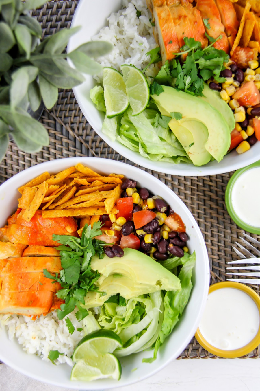 mexican taco ingredients in a bowl with rice