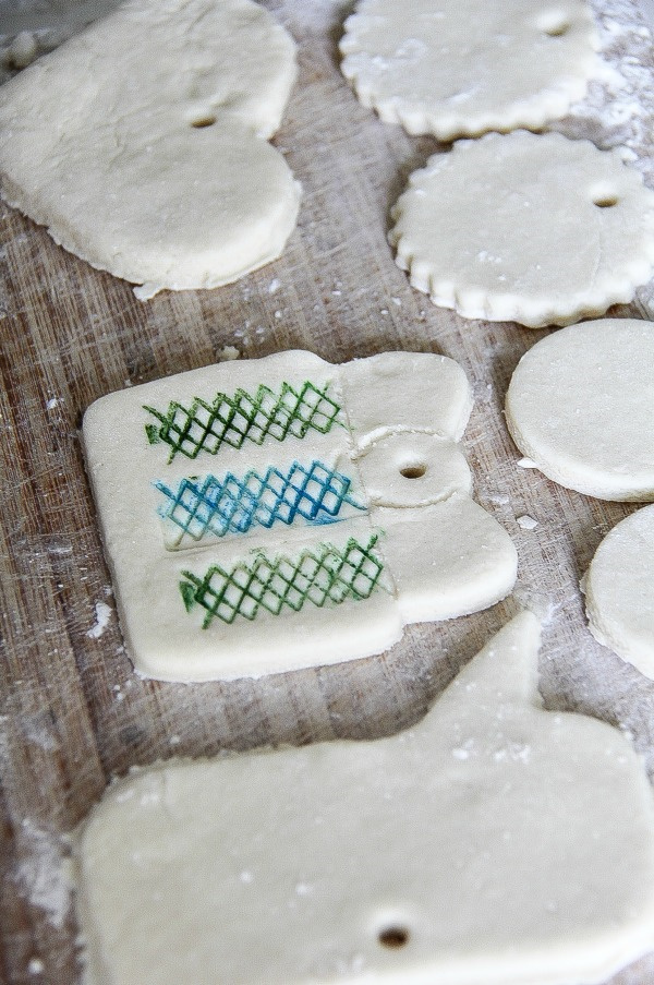 stamped salt dough ornaments