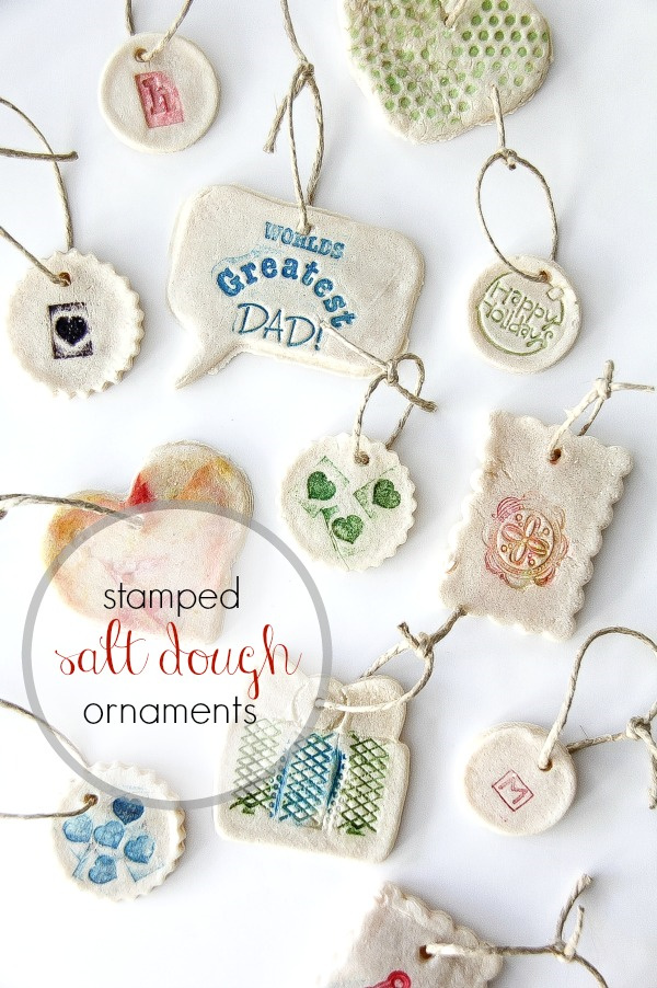 stamped salt dough ornaments made by kids