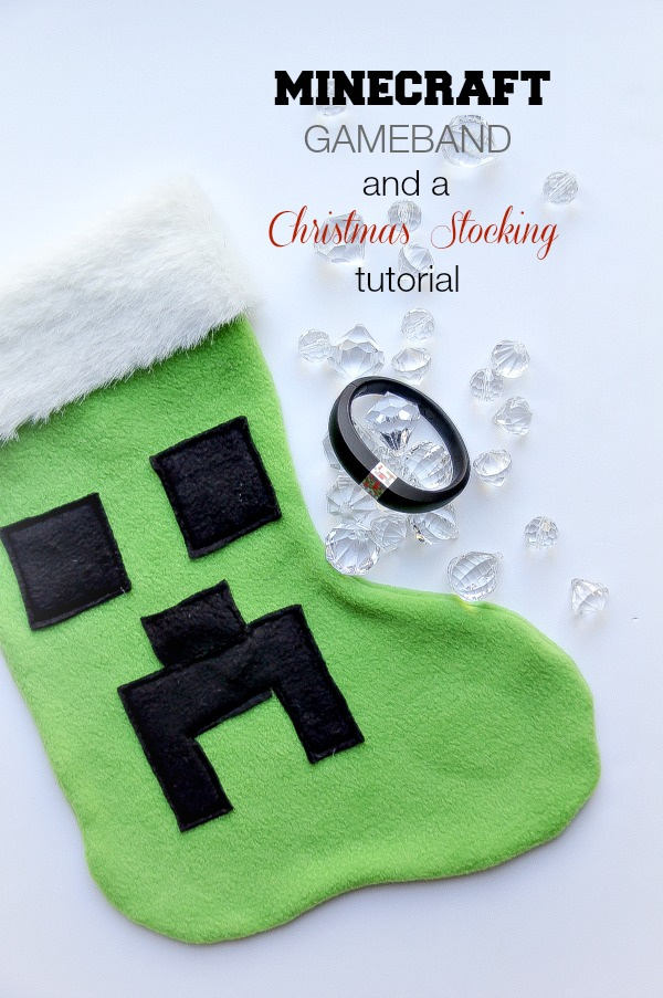 green and black minecraft christmas stocking