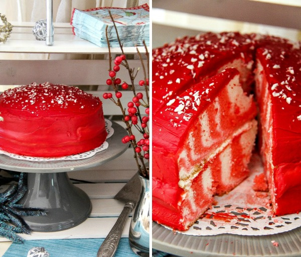 red and white marble cake