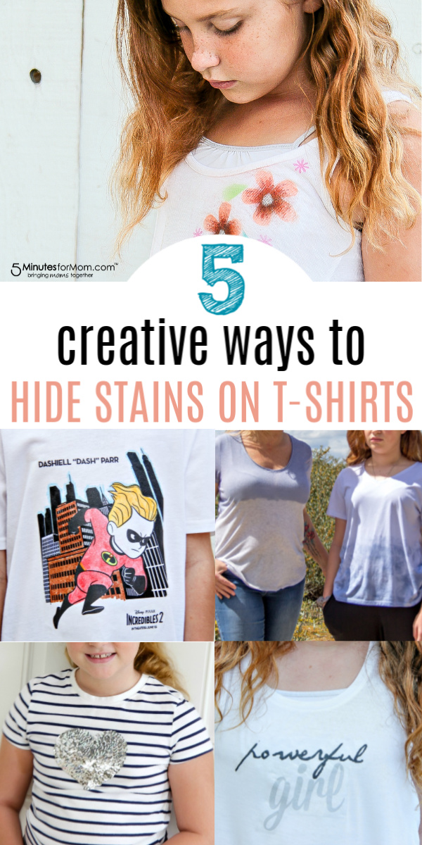 creative ways to hide stains on a t-shirt Pinterest image