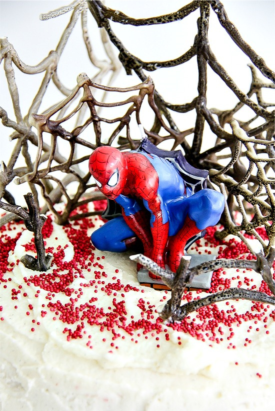 black edible webs on a cake