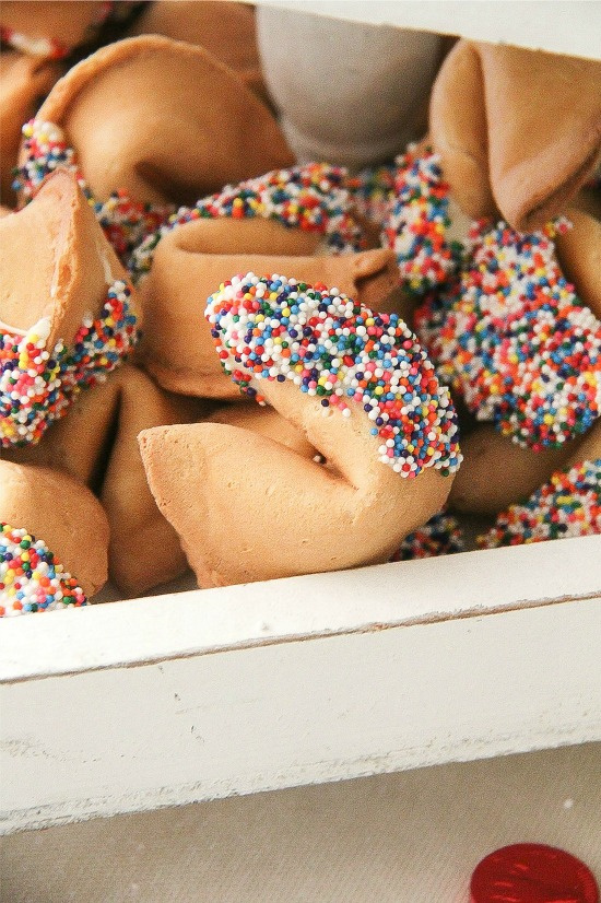 fortune cookies with rainbow sprinkles on them
