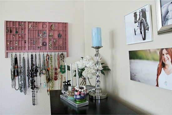 handmade organizers for jewelry in a bedroom