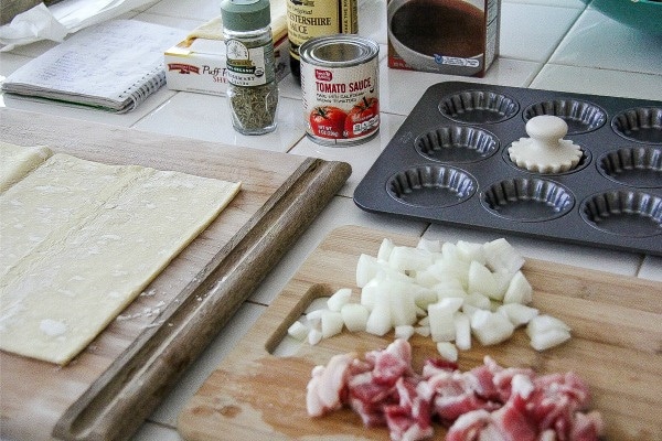 ingredients and tools needed to make meat pies