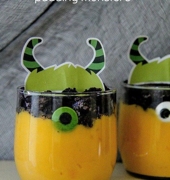 orange and green monster pudding dessert