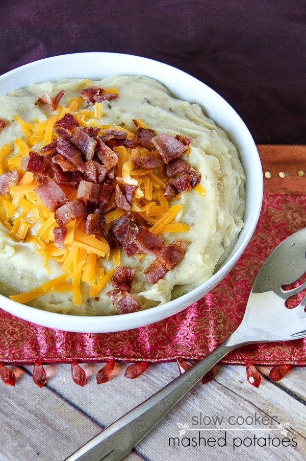 mashed potatoes topped with bacon and cheese