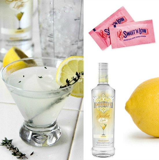 ingredients to make a lemon drop cocktail