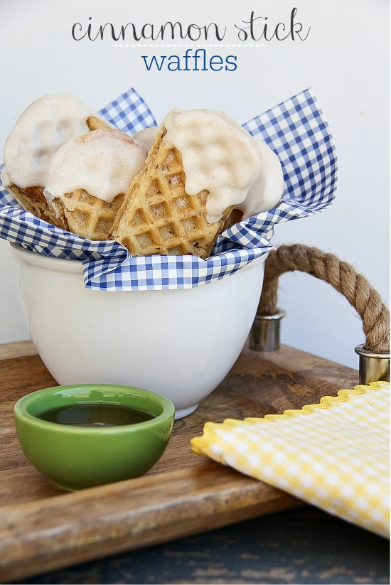 cinnamon and icing dipped waffle sticks