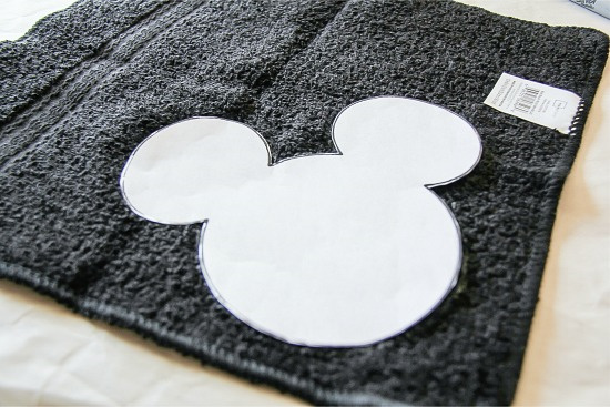 a mickey mouse template on a black towel