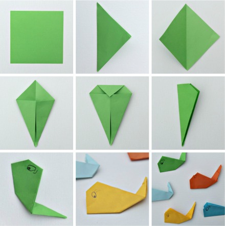 step-by-step instructions for making origami whales