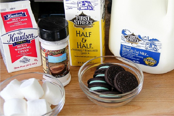 ingredients to make a mint oreo hot chocolate from First Street food products at Smart & Final