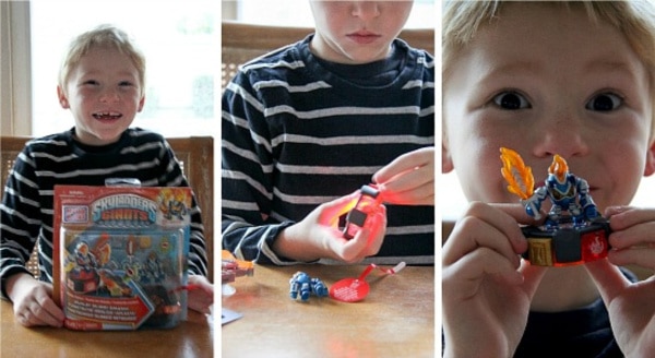 a boy building skylanders mega bloks