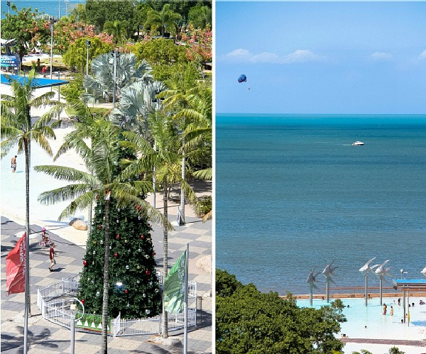 large christmas tree in cairns near the lagoon