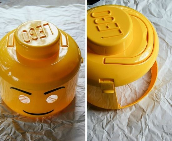 instructions for turning a yellow lego man tub into a costume