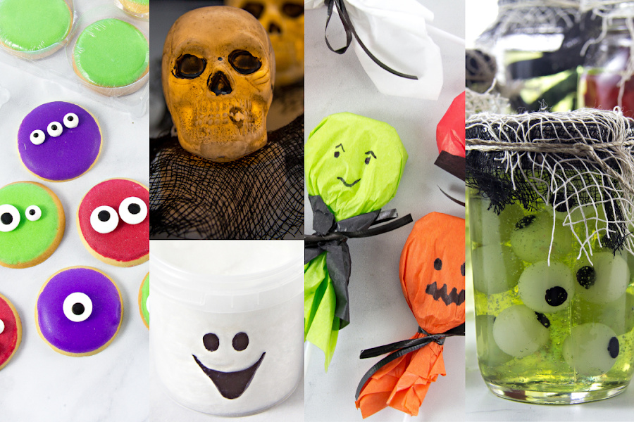 a collage of easy Halloween crafts for kids