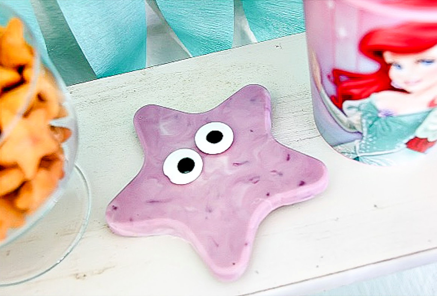 purple white chocolate starfish party treats