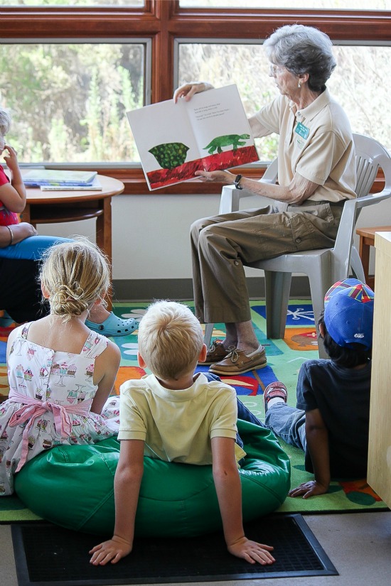 Kids listening to a story being read during storytime at San Elijo Lagoon Nature Center