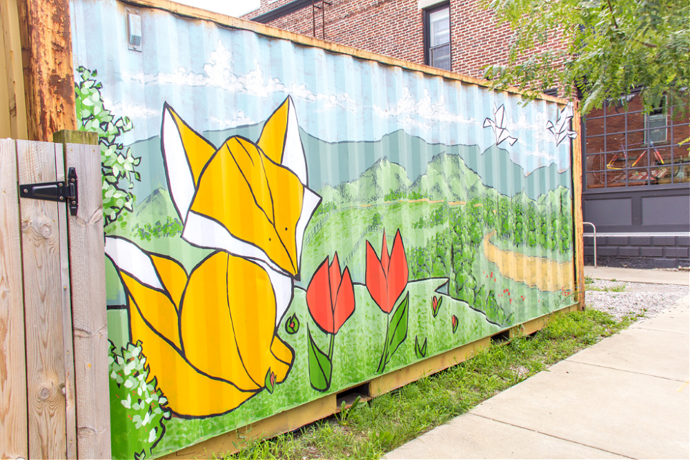 fox container mural by The Art of Joe King at Broomwagon Bikes and Cafe in Lexington