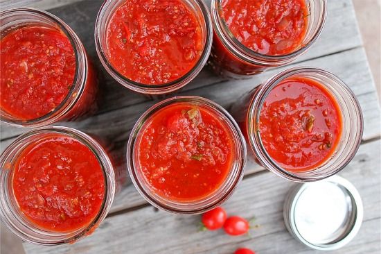 Jars of homemade spaghetti sauce