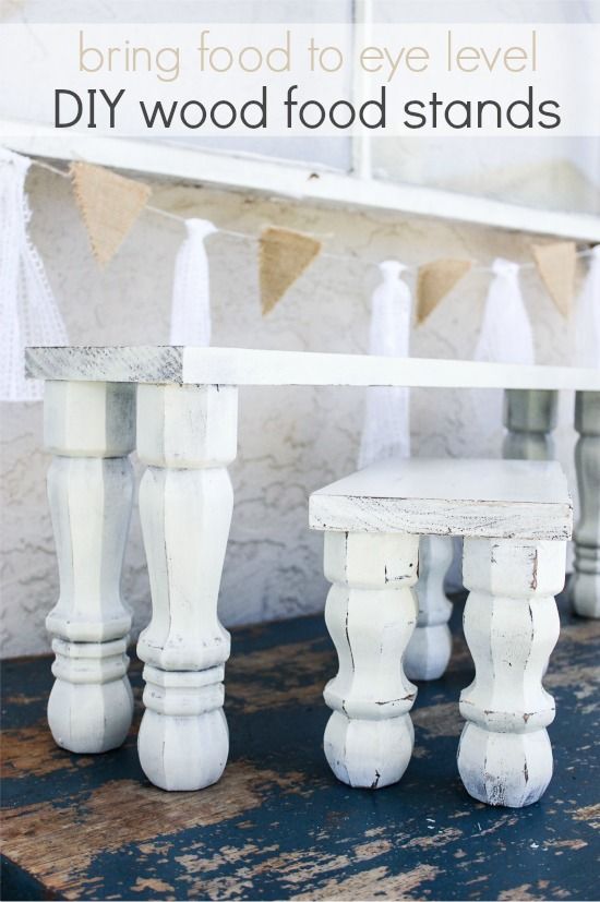 white shabby chic handmade pedestal stands for food tables