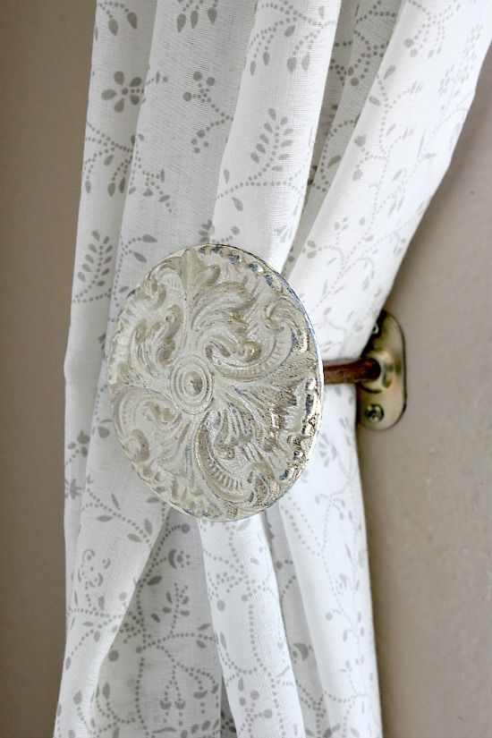 vintage inspired curtain holdbacks with a decorative end