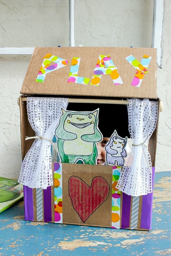 Homemade puppet theater for a fathers day play.