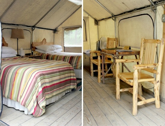 The safari glamping tent at El Capitan Canyon in Goleta California.