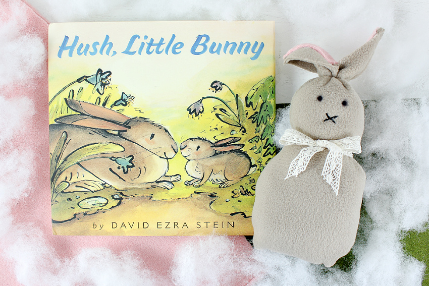 no sew bunny craft paired with the hush little bunny book for kids