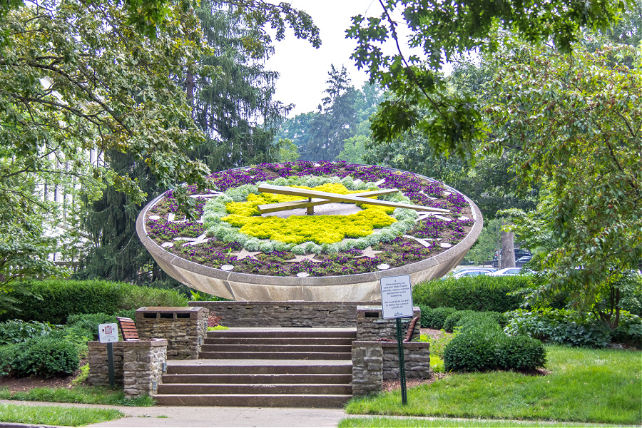 The floral clock at the Kentucky State Capitol Building in Frankfort.