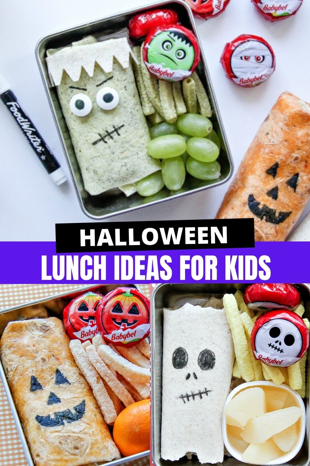 Halloween school lunch ideas for kids Pinterest image