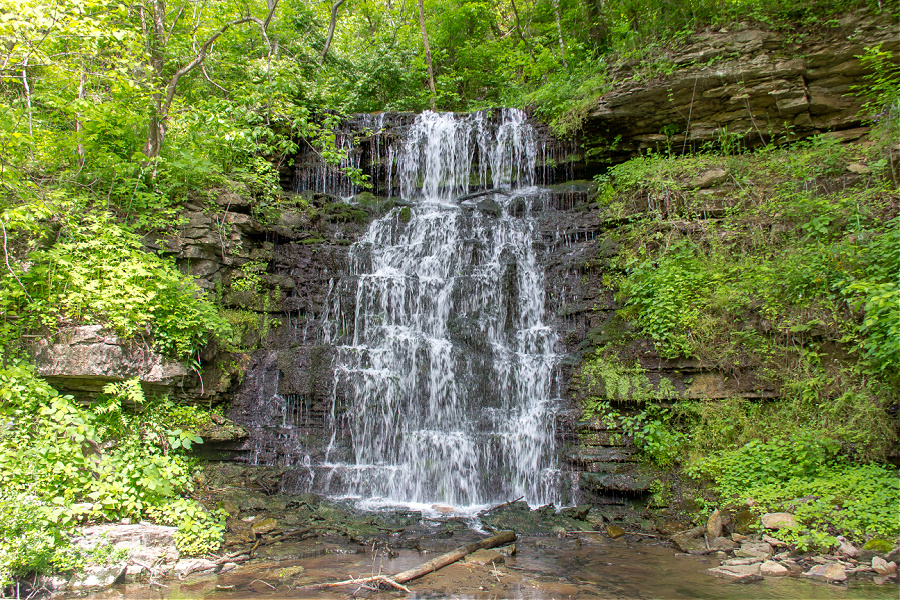 A waterfall at Cove Spring Park in Frankfort Kentucky