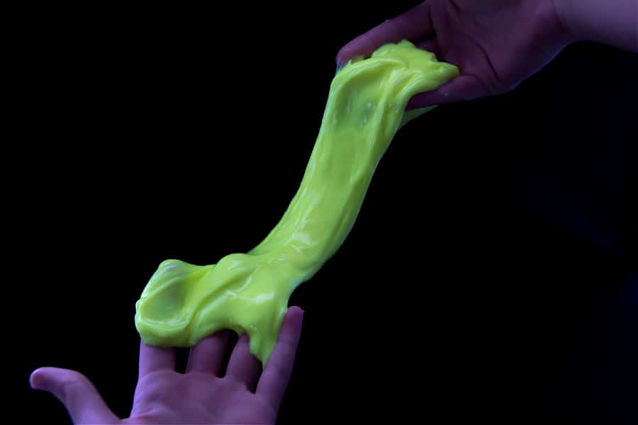 homemade glow-in-the-dark yellow slime