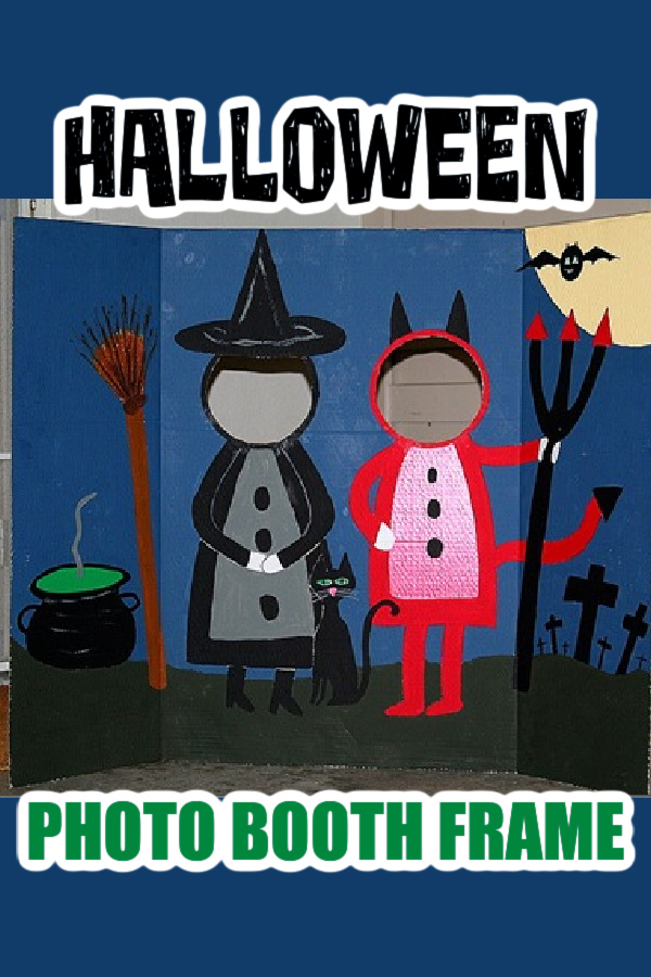 DIY Halloween photo booth frame for kids Pinterest image