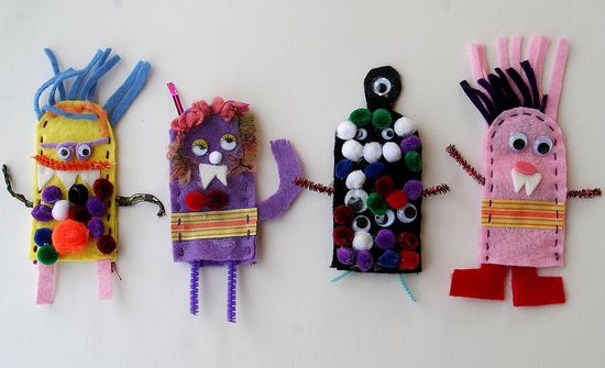 monster finger puppets that were made by kids