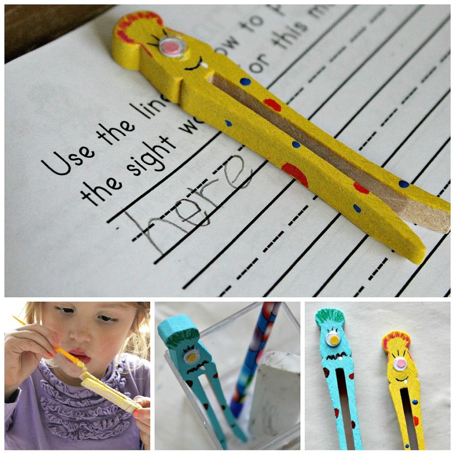 Monster peg craft writing spacer for kids to make.