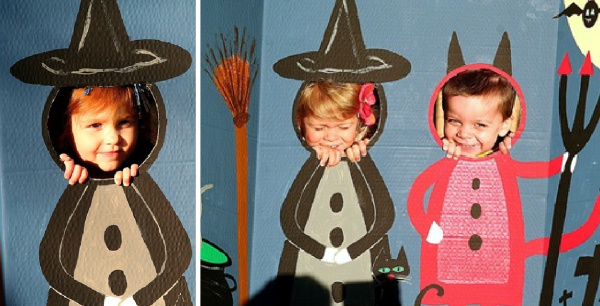 witch and devil photo booth frame for kids for Halloween