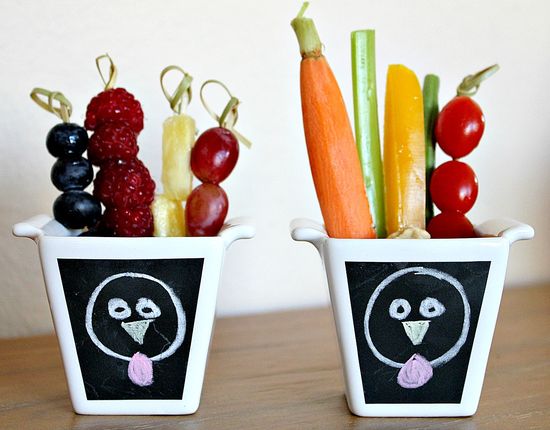 healthy turkey snack cups with vegetables and fruit for kids