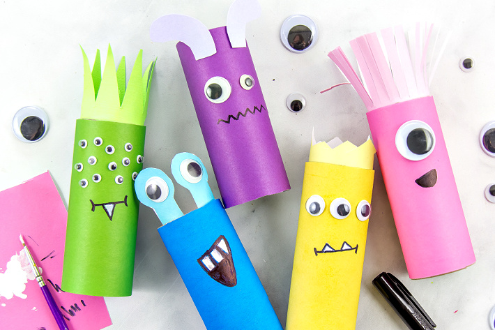 colorful toilet paper roll monster craft