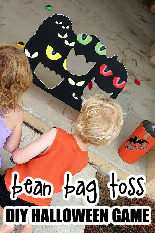 bean bag toss DIY Halloween game Pinterest image