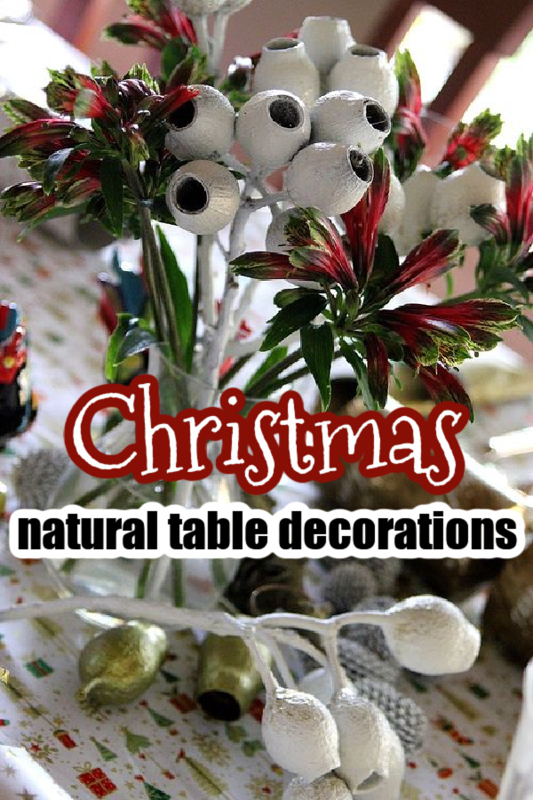 natural christmas table decorations Pinterest image