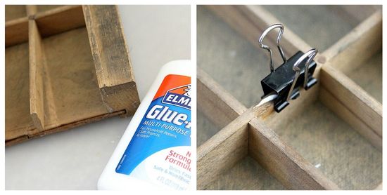 Making repairs to a printer's typeset drawer using Elmer's Glue-All