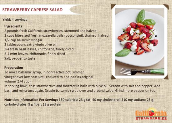 Strawberry caprese salad recipe card