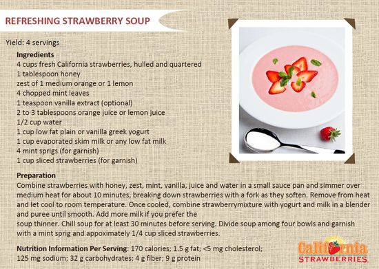 strawberry soup recipe card