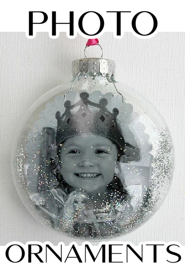 diy glitter photo ornaments