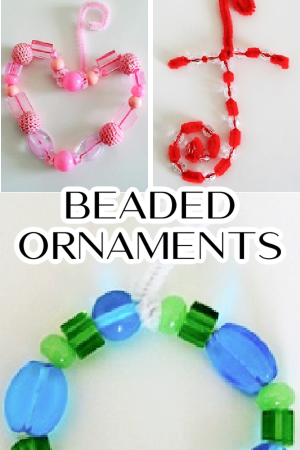 beaded ornaments christmas craft for kids Pinterest image