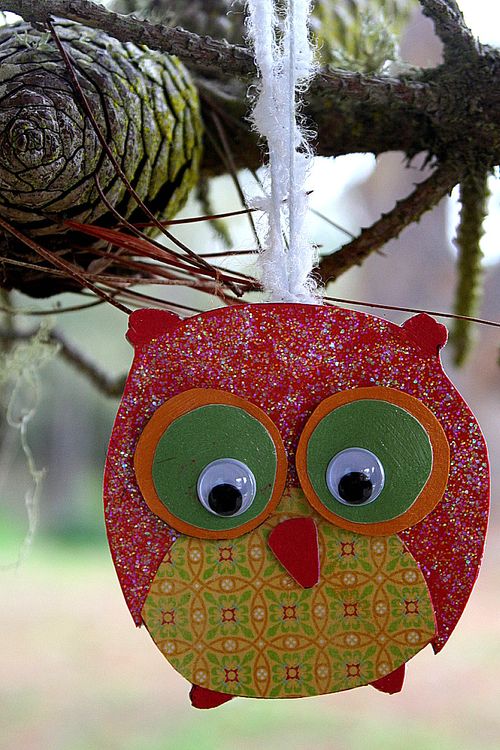 a diy gliterr owl ornament craft