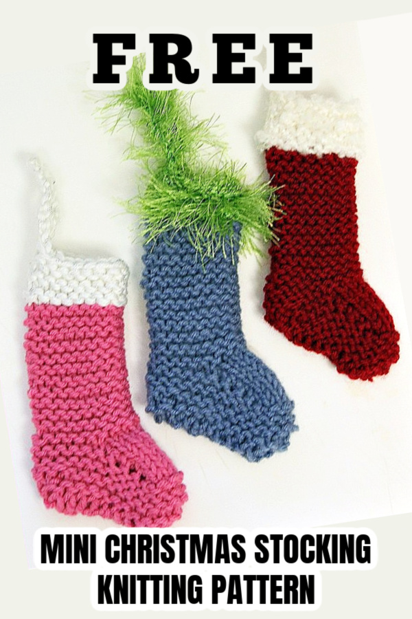 free mini christmas stocking knitting pattern Pinterest image