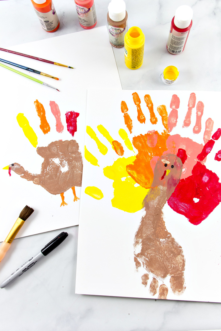 handprint and footprint turkey art